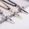 Haiteng Joyería Fabricante de Fuente Acero Inoxidable Colgante de Cruz Multicapa Multicolor con Collar Hecho a Mano de 5 mm