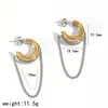Pendientes de Cadena con Borlas Geométricas Transfronterizos de Acero de Titanio, Femeninos y Elegantes, Pendientes de Acero Inoxidable de Alto Nivel con Bloques de Color