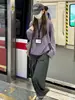 Camiseta Roxo Gola Redonda Manga Longa Ombro Normal para Mulheres Outono Roupa de Baixo 2026 Nova Vibe Relaxada Preguiçosa Solta Temperamento Top