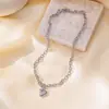 Colar de Luxo Acessível de Nicho Casual e Requintado Colar com Pingente de Coração Pequeno Corrente de Clavícula Inoxidável de Aço Titânio Ouro 18K para Mulheres