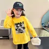 Camada Base Feminina Outono 2026 Novo Estilo Infantil Super Bonito Top Interno Crianças Grandes 100% Algodão Puro Camiseta de Manga Longa