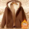 Atacado do fabricante moletom com zíper casual quente de fleece sherpa para homens, outono e inverno, forrado com fleece, espessado, caimento solto, cardigã com capuz