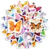 Nuevo juego de 50 pegatinas de mariposas transfronterizas para decorar cuadernos, patinetas y botellas de agua, lindas pegatinas florales de colores y de mariposas tipo graffiti