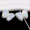 Nuevos Adornos de Arte para Uñas de Mariposa de Aleación con Cristales, Arcilla Suave, Bolas de Diamante, Cuentas con Agujero Recto, Cuentas Chapadas en Oro, Accesorios Hechos a Mano para DIY
