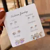 Novo Estilo Brincos Frescos para Uma Semana Conjunto com 6 Pares Combinação Estilo Coreano Doce Amor Laço Fada Brincos Elegantes