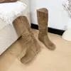 Botas apiladas, botas Birkenstock de nicho vintage, botas altas, botas de mujer francesas, botas altas de suela gruesa para otoño e invierno, botas de jinete, botas vaqueras