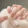 Set de 10 Uñas Azules Ojo de Gato Brillantes Hechas a Mano para una Hija Adinerada, Modernas y Populares, Realza el Cutis y la Elegancia, Uñas Portátiles al por Mayor