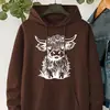 Sudadera con Capucha Estampado de Alpaca Tallas Grandes para Mujer - Suéter Casual de Manga Larga con Bolsillos, Poliéster Suave Elástico