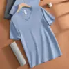 Camiseta de manga corta para hombre de modal, top de cuello en V, camiseta interior antibacteriana, camiseta fina de seda helada de tacto frío de secado rápido de media manga