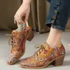 Sapatos sociais de outono para mulheres plus size, de fronteira, estilo novo de bico fino para comércio exterior, saltos altos de salto grosso 2026, sapatos sociais estampados com cadarço para mulheres