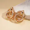 Aretes Metálicos Europeos y Americanos de Círculos Multicapa, Estilo Geométrico Moderno y Sencillo, Pendientes Ins de Alta Gama Transfronterizos para Mujer