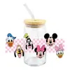 Mickey Mouse Transfer UV DTF Cristal Transparente Copo de Vidro com Adesivo 16oz Especial À Prova d'Água Resistente a Arranhões Atacado Transfronteiriço