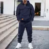Pantalones cargo casuales de forro polar estilo americano para hombre, para otoño e invierno, de múltiples bolsillos, con cordón, 7 colores, pantalones deportivos casuales