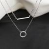 Collar Coreano S925 de Doble Capa con Bucle de Diamantes Collar de Una Palabra para Mujer Diseño Nicho Lujo Ligero Cadena para Suéter de Clavícula Trendy