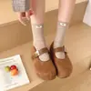 Zapatos Mary Jane planos con estampado de leopardo únicos para mujer, nuevo estilo primavera/verano 2026, punta cuadrada, boca poco profunda, zapatos slip-on de moda