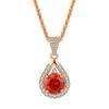 Nuevo colgante de tesoro colorido de joyería de oro champán con circonita roja granada de 3 quilates, anillo de lujo avanzado y ligero para mujer, collar y traje
