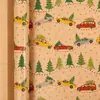 Papel de Regalo Navideño Tamaño Grande Ecológico Papel Kraft Amarillo Papel de Regalo Navideño Cuadros Rojos Cabeza de Reno Patrón de Copo de Nieve