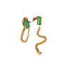 Cadena mayorista transfronteriza de Europa y Estados Unidos, circonita verde, doble cadena, uso apilado, aretes cuadrados Jane esmeralda simples y versátiles de moda para mujer
