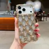 Capa de Celular com Padrão de Diamante e Glitter Galvanizado Adequada para Apple 17 Promax Tendência 16 Glitter de Strass 15 Flor de Diamante