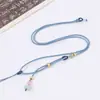 Colar Cordão Pingente Lótus Ajustável Lado Único DIY Artesanal Trançado Cordão para Acessório de Jade Fio para Pingente Cordão para Pescoço Jade Ágata