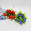 10 Rosas de Espuma com Laços Transfronteiriças Mini Bonsai Interno Flores Artificiais de Plástico Pequenas e Plantas Verdes Ornamentos em Vasos