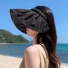Chapéu de verão feminino proteção solar chapéu de concha de borracha preta chapéu de sol de celebridade da internet coreana chapéu de sol de aba larga para exterior com topo vazio