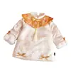 Novo Vestido Qipao Espesso Acolchoado de Algodão Estilo Chinês para Meninas, Vestido Clássico Tradicional de Inverno com Franjas Florais Estilo Nacional, Roupa de Ano Novo