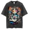 2025 Nuevo Modelo Comercio Exterior Marca Independiente Holgada y Cómoda Retro Y2K Anime Unisex Camiseta Lavada Adulto Camiseta Corta