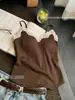 Color marrón y beige, puro y sensual, camisola de encaje forrada de polar con sujetador incorporado, diseño sin costuras, que revela la espalda, top interior ajustado.