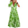 Exportación Transfronteriza Europea y Americana Amazon Estación Independiente Aliexpress Verano Cuello en V Estampado Falda Larga Vestido Suelto
