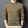Suéter de Lana para Hombre Tongxiang Puyuan 100% Puro Otoño Nuevo para Hombre Cuello Redondo Color Sólido Casual Camisa Base de Lana