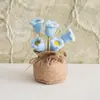 Bolsa de la Suerte Tejida a Crochet Hecha a Mano Transfronteriza Plantas Pequeñas en Maceta Muebles para el Hogar Decoración de Rosa Tejida de Lana Plantas en Maceta Flor Simulada