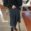 Falda midi de punto gris de moda para mujer, nueva colección otoño/invierno 2026, de cintura alta, falda plisada de línea A