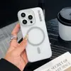 Adequado para iPhone16Promax Capa de Celular Semi-transparente Fosca com Sensação de Pele Simples Capa Dura Magnética Apple 15 Capa Protetora