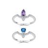 Anillo de Plata Esterlina S925 de Lujo Ligero Nuevo en Forma de Gota Circonio de Color Diseño Creativo Personalizado Geométrico de Alta Gama para Dedo Índice de Mujer