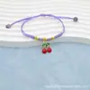 Ano do Zodíaco Pulseira de Corda Vermelha para Casal Feminina DIY Morango Cereja Pulseira Trançada Melhor Amiga Presente para Estudante Joias Artesanais