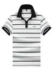 Camisa Polo de Manga Corta con Cuello Campana a Rayas para Hombre, Ropa Casual de Verano para Padres de Mediana Edad, Top Casual a Rayas Bloque de Color con Letras