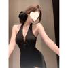 Estilo Chica Caliente Francesa Vestido Rojo Halter de Verano Chic para Mujer Vestido Largo con Abertura y Flor Tridimensional