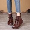 Botas de Moda con Suela de Plataforma Retro de Cuero Suave para Mujer 2026 Botas de Nuevo Estilo Otoño e Invierno Botas de Algodón con Forro de Lana Suela Suave Botas Casuales para Mamá
