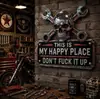Señal de Metal para Pared 'Lugar Feliz' con diseño creativo, portátil, práctico y lindo, placa de calavera