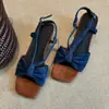 Temporada de Primer Encuentro~ Sandalias de tacón grueso con punta abierta de estilo francés exquisitas para mujer, sexy para el verano al aire libre, sandalias romanas de una tira