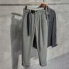 21 Nuevos Pantalones Casuales de Pana Gruesa de Invierno con Sentido de Textura de Moda para Hombre, Ajuste Delgado, Cintura Holgada con Cinturón