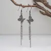Gancho de Orelha com Franja Borboleta Retrô em Prata Esterlina 925 para Mulheres Feito à Mão diy Design Original de Nicho Material para Fazer Brincos
