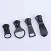 Tiradores de cremallera de resina negra multiespecificación personalizados, cabezales de cremallera de metal, accesorios de cremallera para mochilas y ropa, suministro directo del fabricante