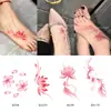 Pegatinas de Tatuaje Coloridas de Loto, Carpa, Buena Suerte y Fortuna, Impermeables y de Larga Duración, para Clavícula y Tobillo, Pegatinas de Alto Valor para Cubrir Cicatrices de Flor de Cerezo