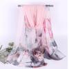Bufanda de Primavera y Otoño Nueva Moda Estilo Chino Estampado de Loto Bufanda Delgada de Georgette de Seda para Mujer Bufanda Decorativa Venta al por Mayor
