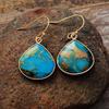Pendientes colgantes de gota de agua con piedra real del emperador bohemio, nuevos y sencillos, transfronterizos, joyería popular europea y americana