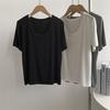 Playera Modal de Manga Corta con Cuello U Simple y Elegante con Clavícula Expuesta, Top de Diseño Versátil de Verano Holgado y Adelgazante, Trendy