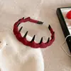 Faixa de Cabeça Vermelha de Ano Novo para Mulheres, Faixa de Cabeça Versátil de Moda de Alta Qualidade, Faixa de Cabelo Antiderrapante com Dentes para Lavar o Rosto, Acessório de Cabelo com Coroa Alta