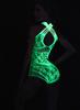 Lingerie sexy luminosa plus size comércio exterior malha luminosa para flerte roupa de malha rasgável sexy vazada luminosa meia-calça inteira meia-calça arrastão